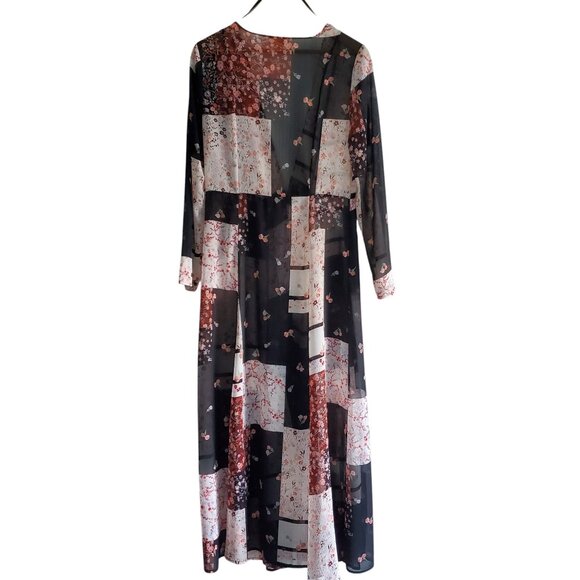 Sandy & Sid Semi-Sheer Patchwork Duster/Kimono Size Small - Picture 2 of 6